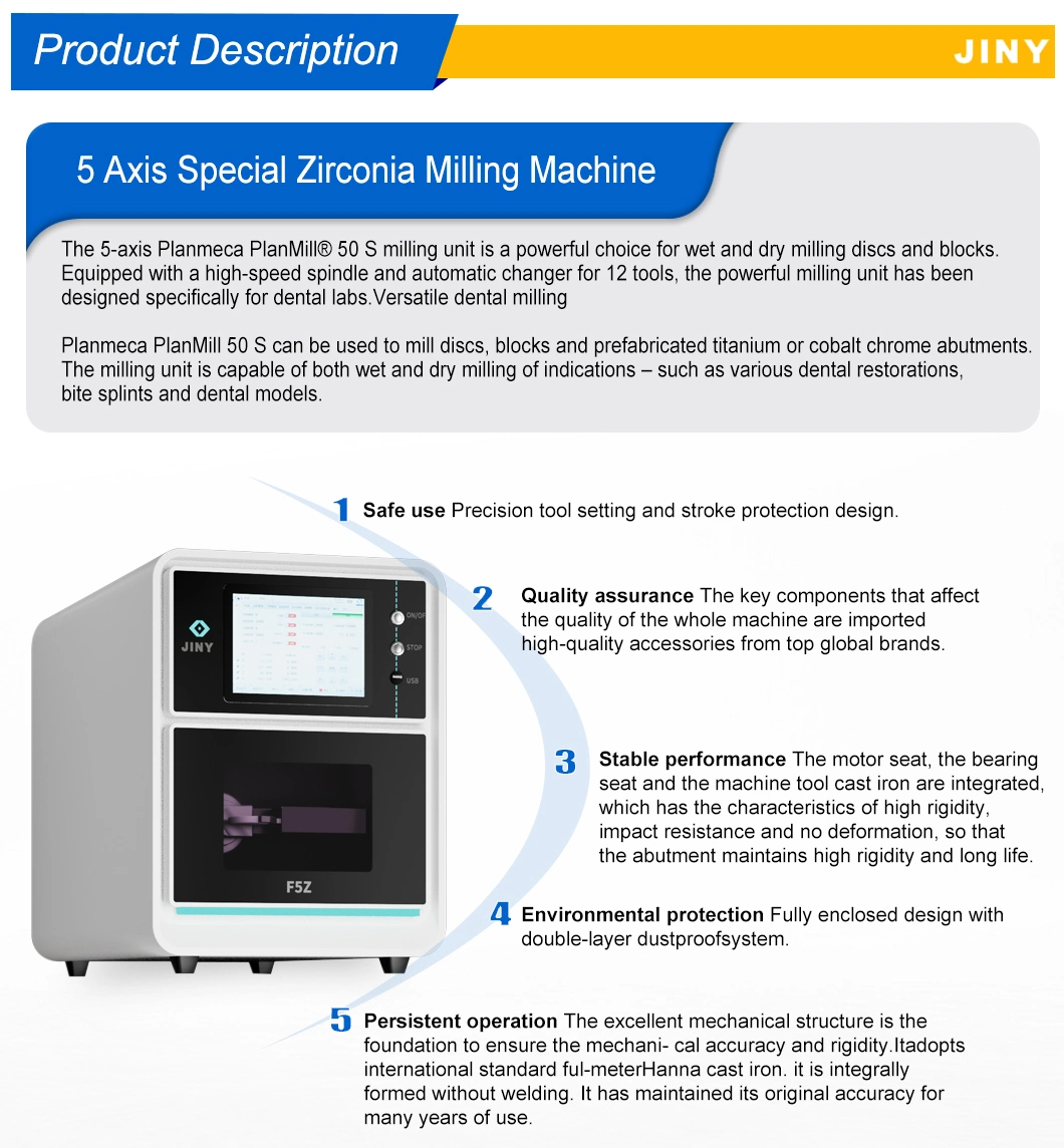 Dental Lab Equipment CAD Cam Zirconia 5-Axis Dental Dry Milling Machine