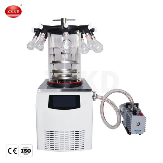 CE Automatique Lab Mini Multi-Fonction Lyophilisateur Sous Vide Bench Top Industriel Enzyme Lyophilisation Machine Pilote Lyophilisateur À Air Froid