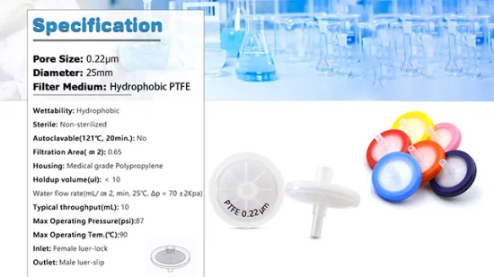 Filtre de seringue HPLC en acétate de cellulose de laboratoire de personnalisation de base Aijiren 25 mm 0,45 μ M